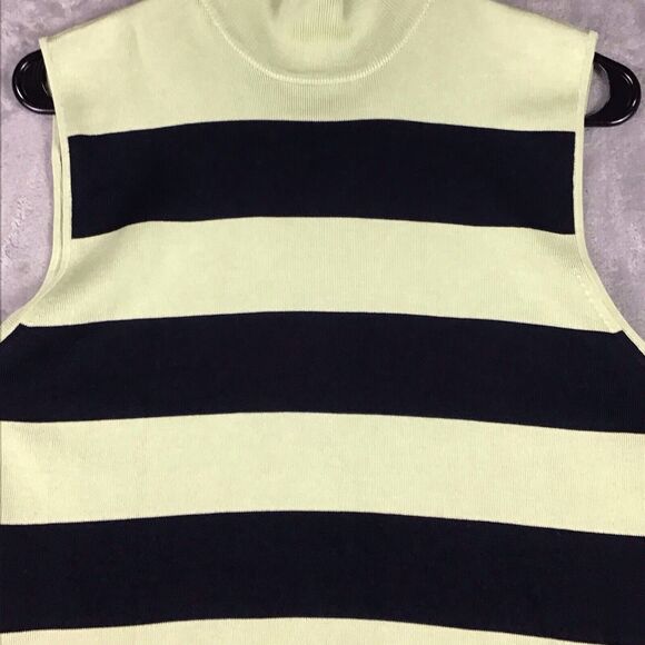 Carlisle Women’s XL Sleeveless Striped Mock Neck Top Green Black Silk Blend - Picture 9 of 9